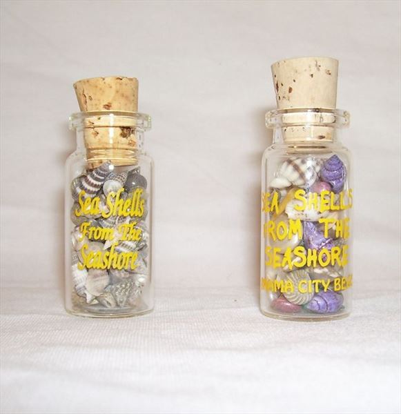 NGH105C Sea Shells from the Seashore in Mini Glass Bottle With Custom Imprint